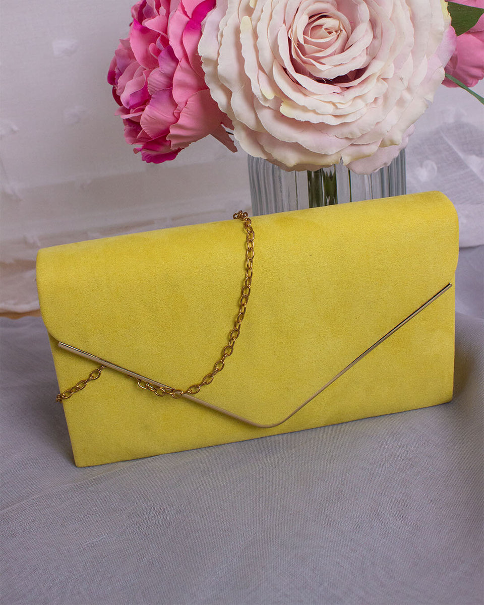 Large yellow store clutch bag