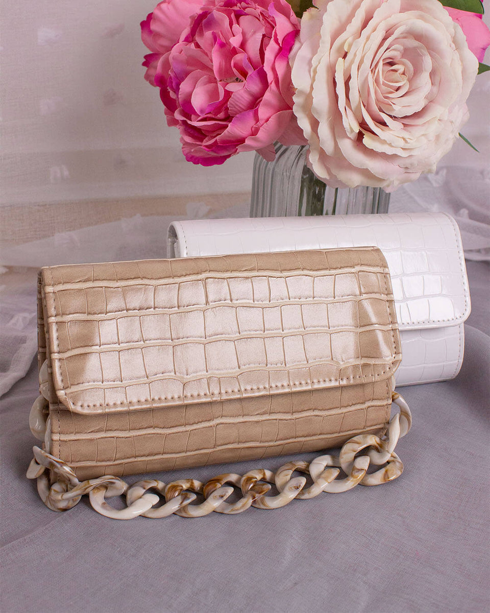 White croc 2024 clutch bag