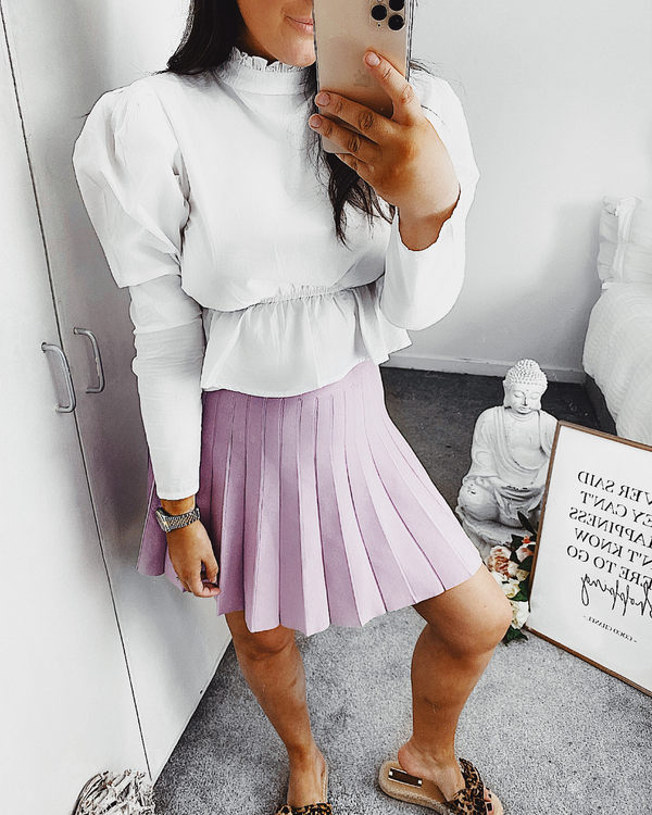 Cancelled Plans Pleated Skirt in Lilac