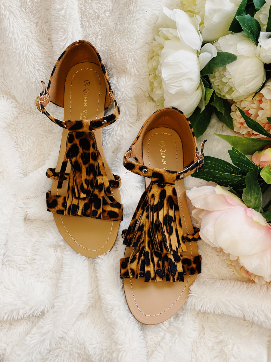 Leopard print sandals online with bow