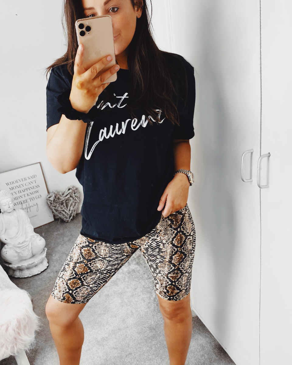 Snake print store biker short set