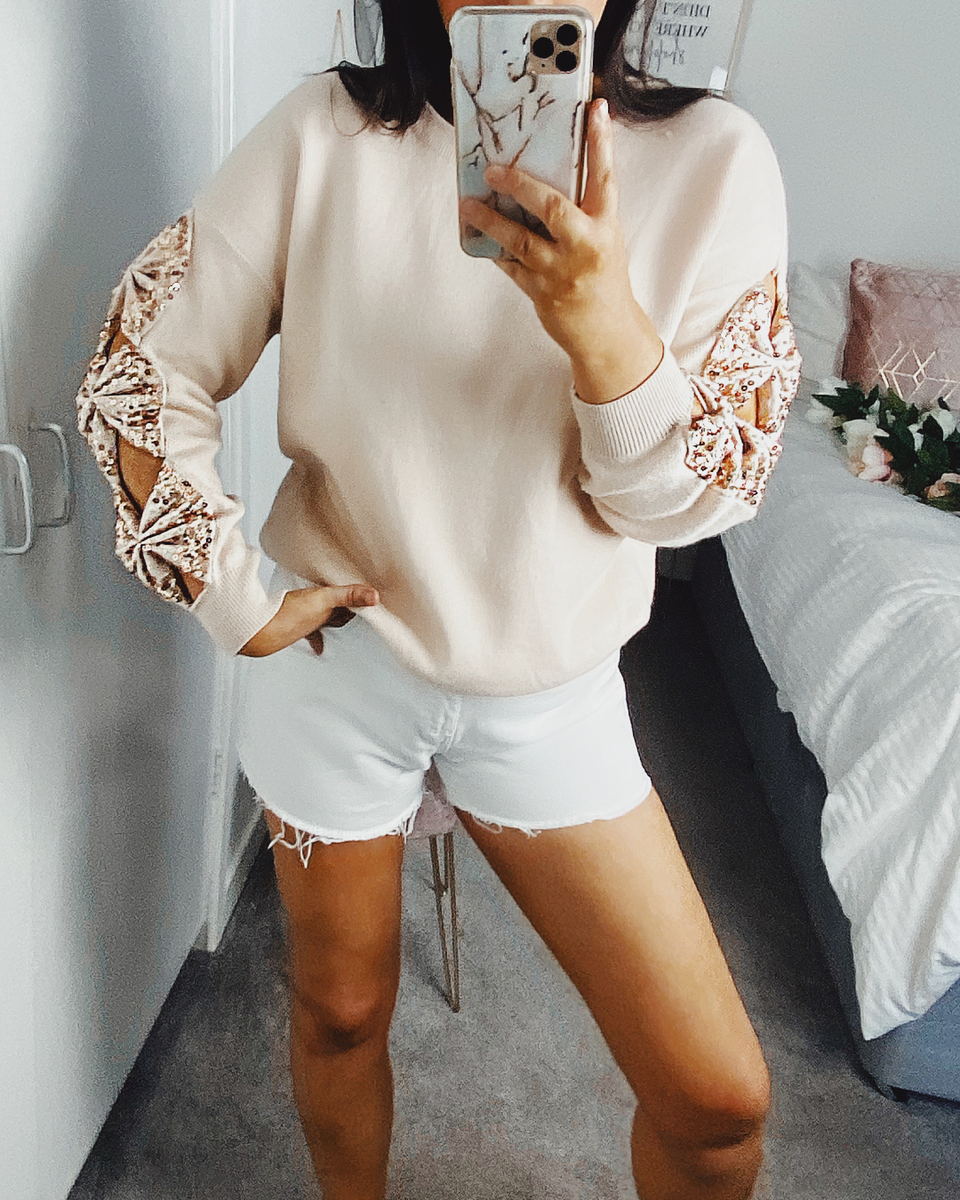 Bow sleeve jumper best sale