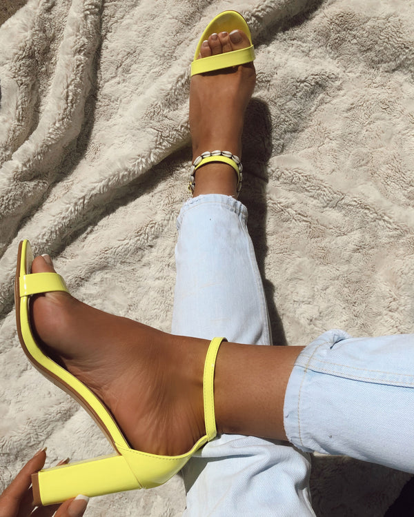 Barely There Block Heel In Neon Yellow