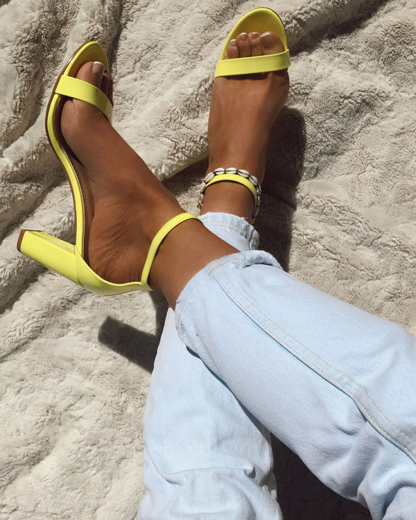 Barely There Block Heel In Neon Yellow