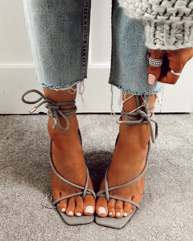 Grey lace up clearance heels