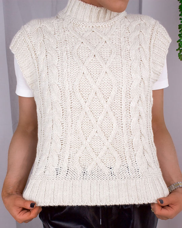 Aspen Knitted Sweater Vest in Cream