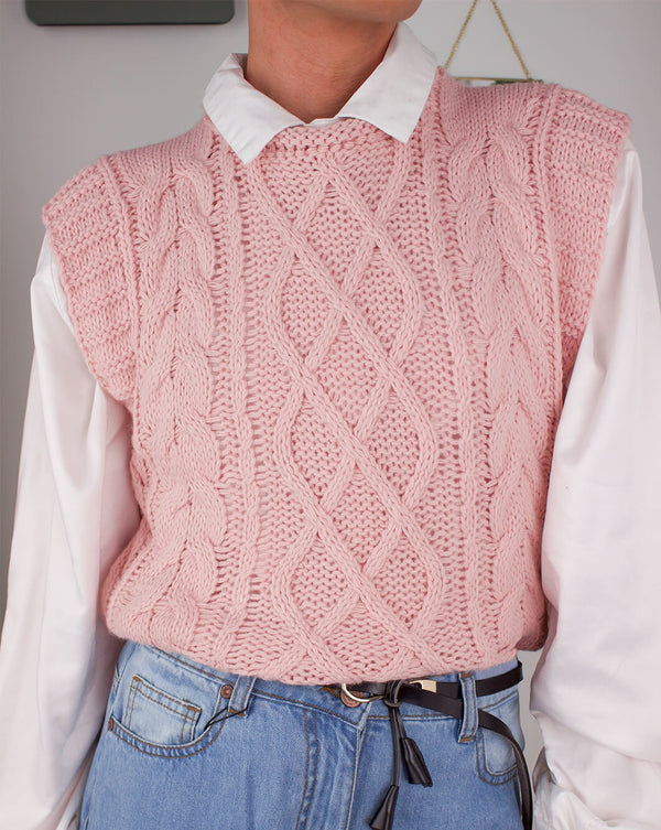 Aspen Knitted Sweater Vest in Pink
