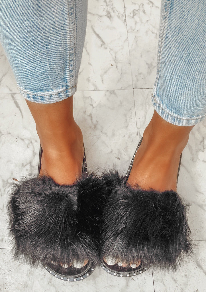 Slides on sale with fur