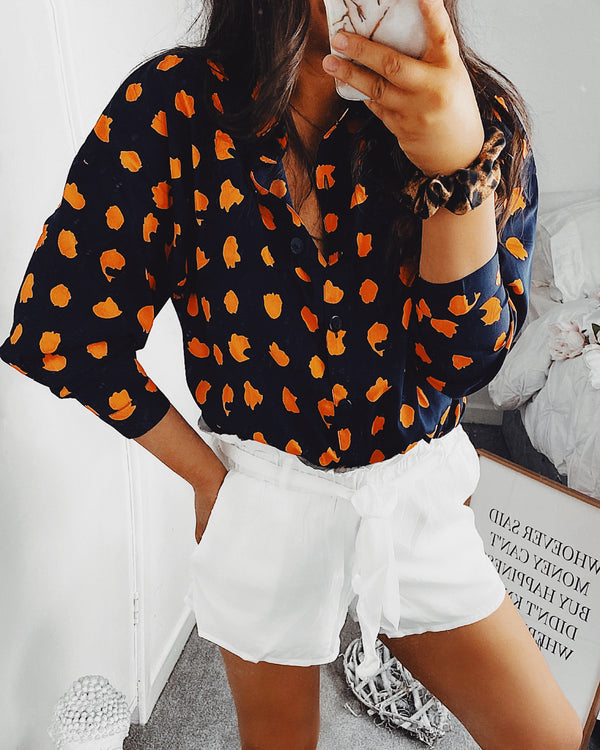 Camilla Shirt in Navy/Orange