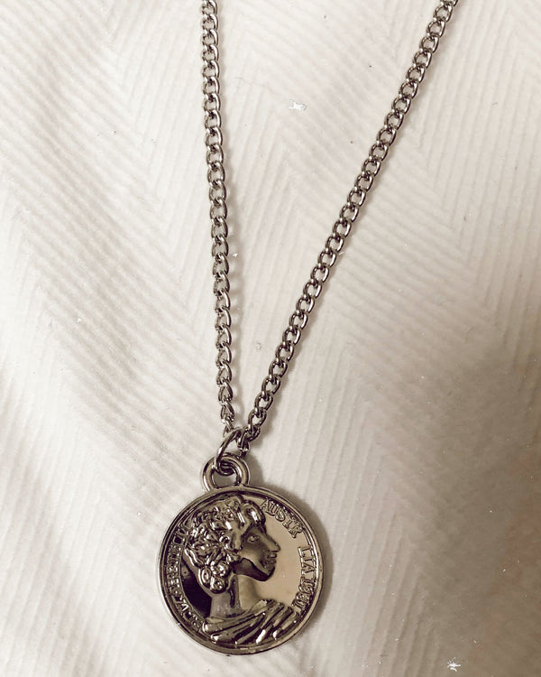 ladies silver coin necklace
